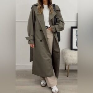 Forecaster of Boston Olive Khaki Green Vintage Long Double Breasted Trench Coat